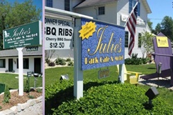 julies park cae and motel pet friendly restaurant in door county, dog friendly restaurant in door county wisconsin